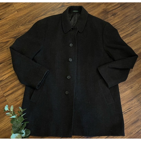 Lauren Ralph Lauren Polo Mens 44R Herringbone Jacket Coat Black Button